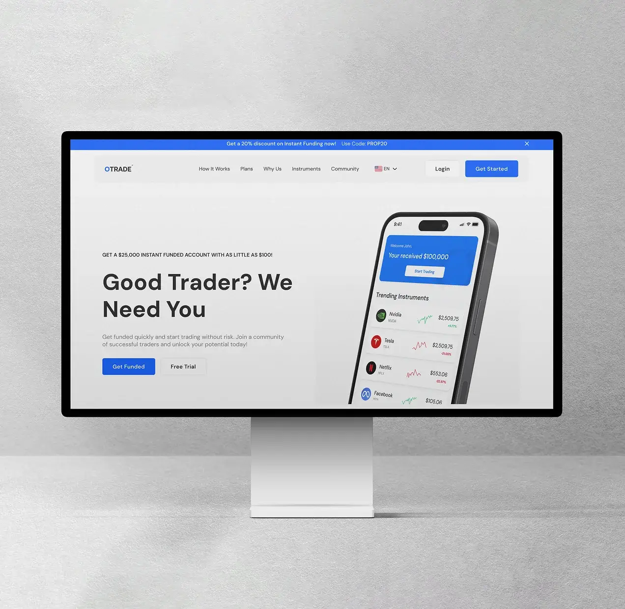 Otrade&nbsp;-&nbsp;Instant Funding for Successful Traders