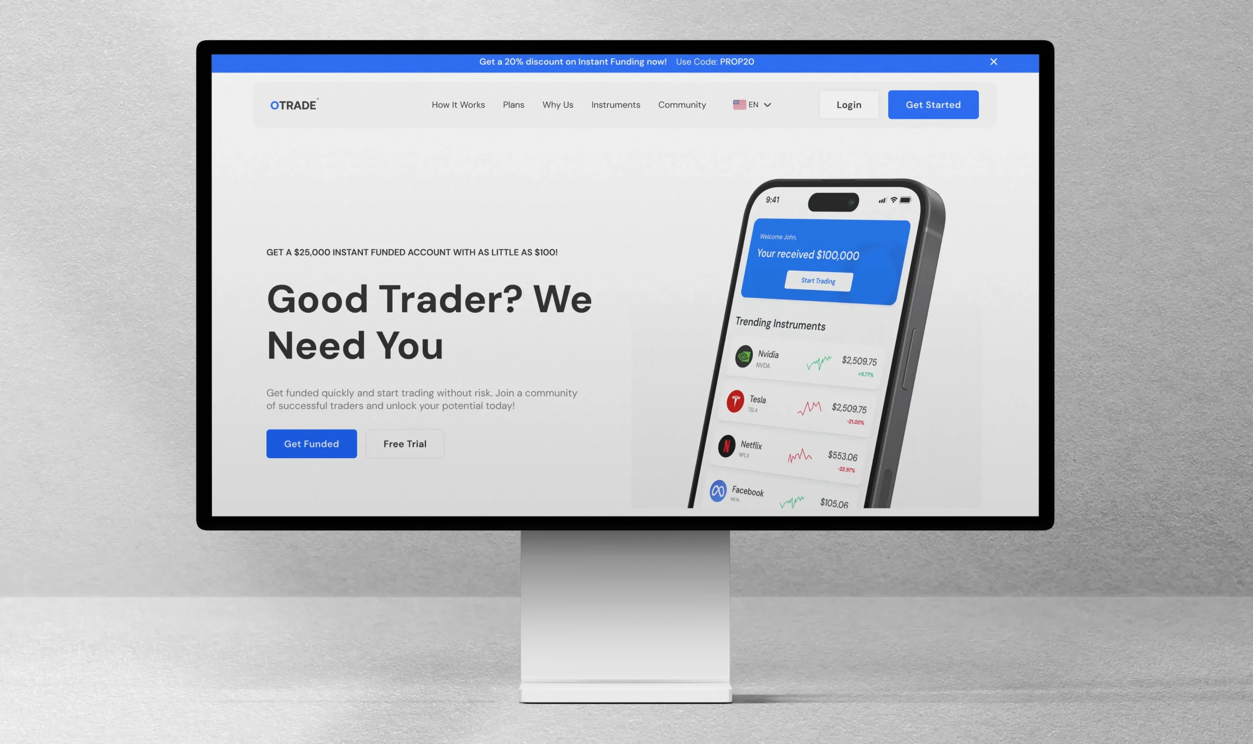 Otrade - Instant Funding for Successful Traders